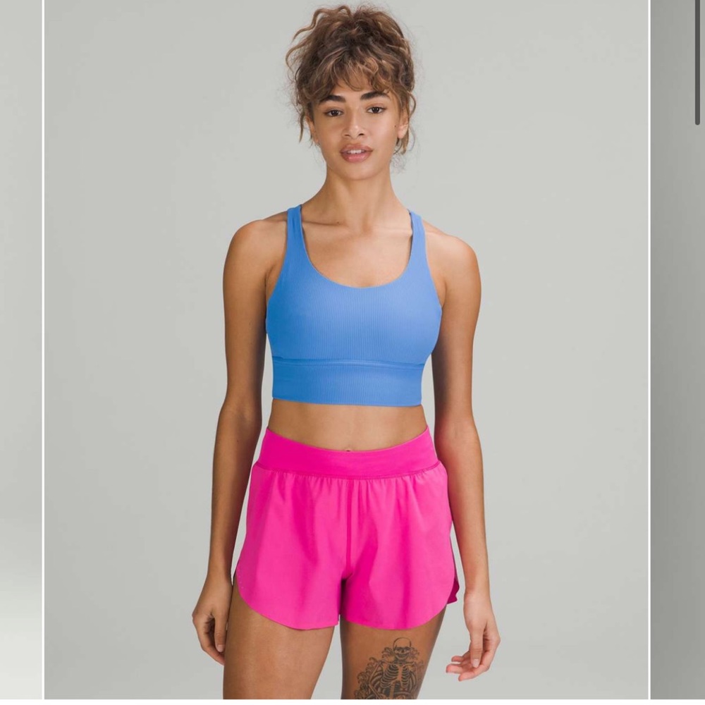 COPY - Lululemon Energy Longline Bra Ribbed Luxtreme *Medium Support Blue Nile …